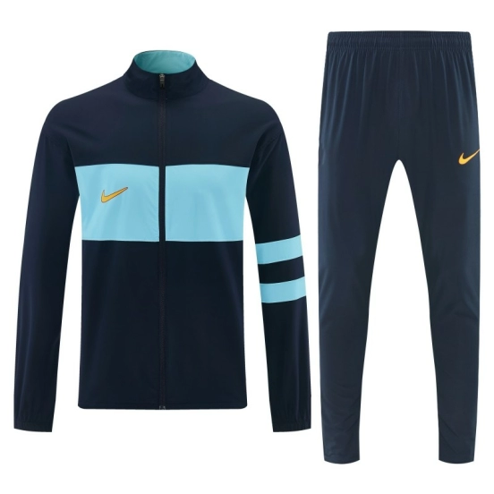 2026 Nike  Navy Blue & Light Blue Full Zipper Jacket Tracksuit + Long Pants