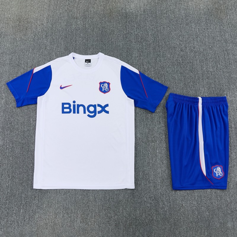 26/27 Chelsea  White&Blue Short Sleeve+Soccer Shorts