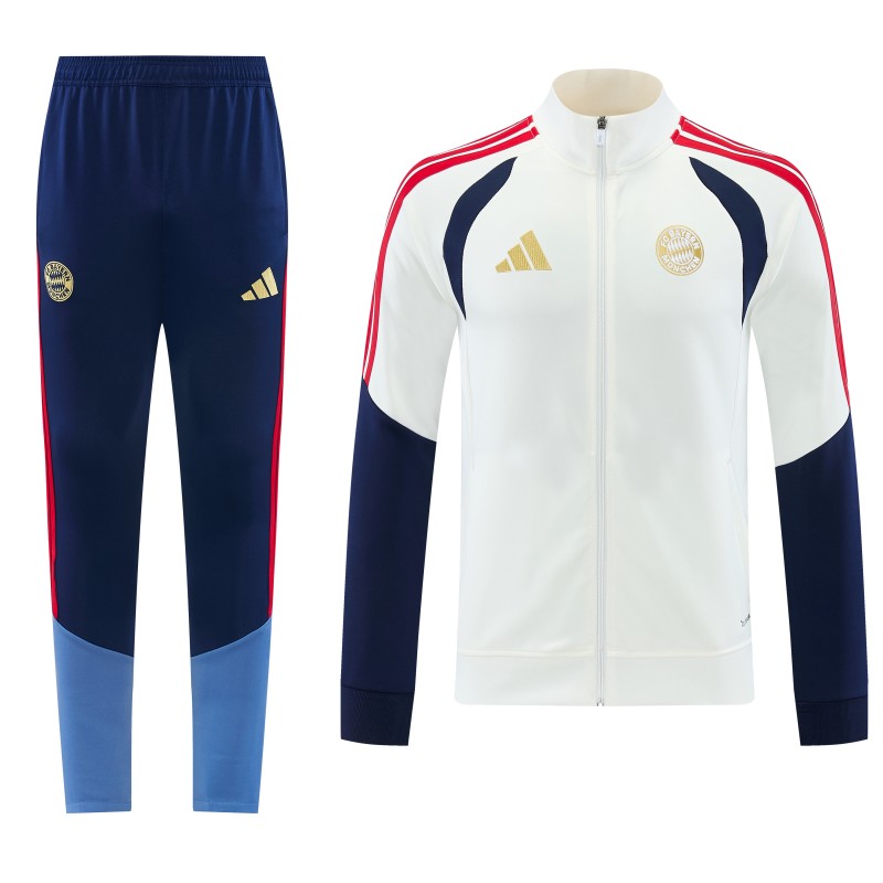 26/27 FC Bayern München 02  White Full Zipper Jacket + Long Pants