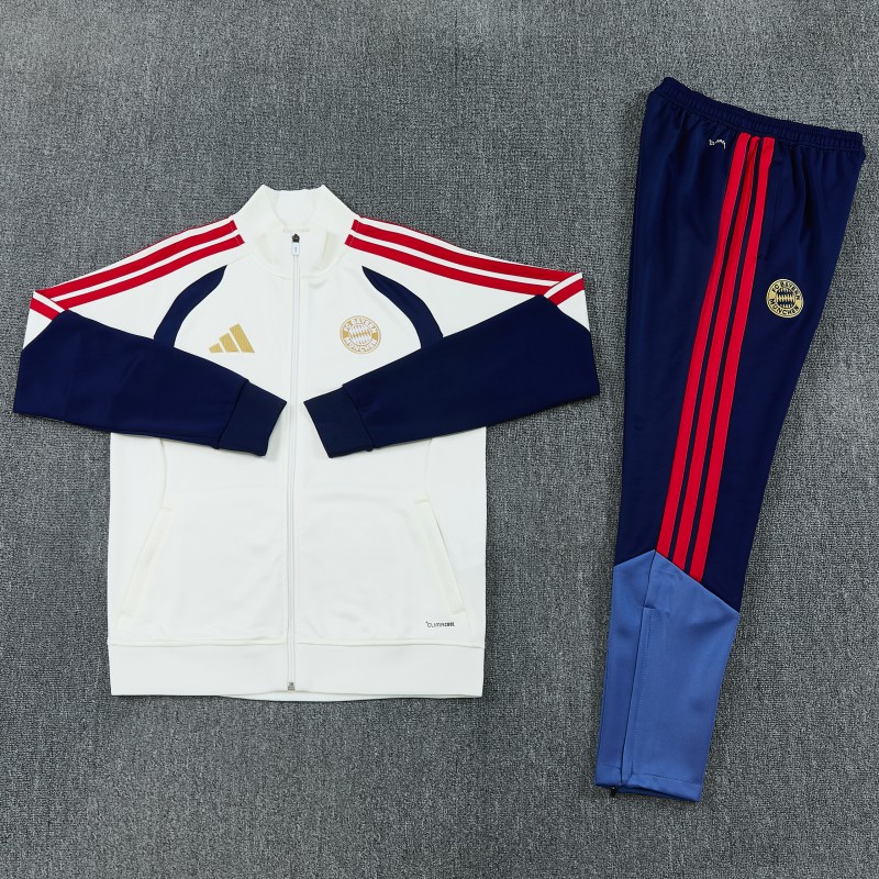 26/27 FC Bayern München 02  White Full Zipper Jacket + Long Pants
