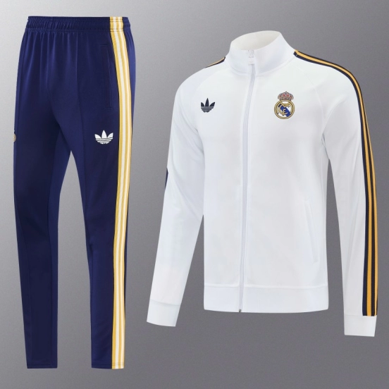 26/27 Real Madrid White Full Zipper Jacket Tracksuit + Long Pants
