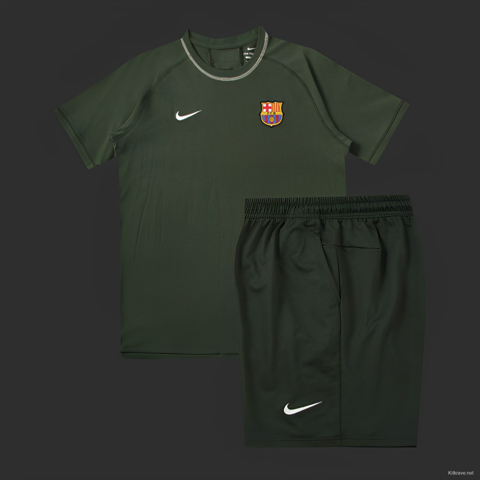 23/24 Barcelona Dark Green Cotton Short Sleeve Jersey+Shorts