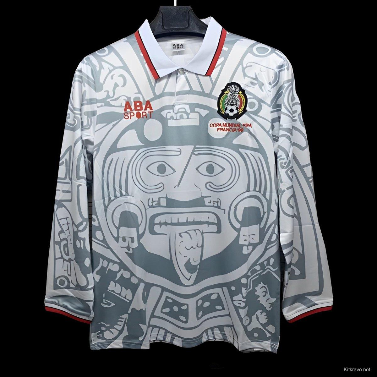 Retro 1998 Mexico Away White Long Sleeve Jersey