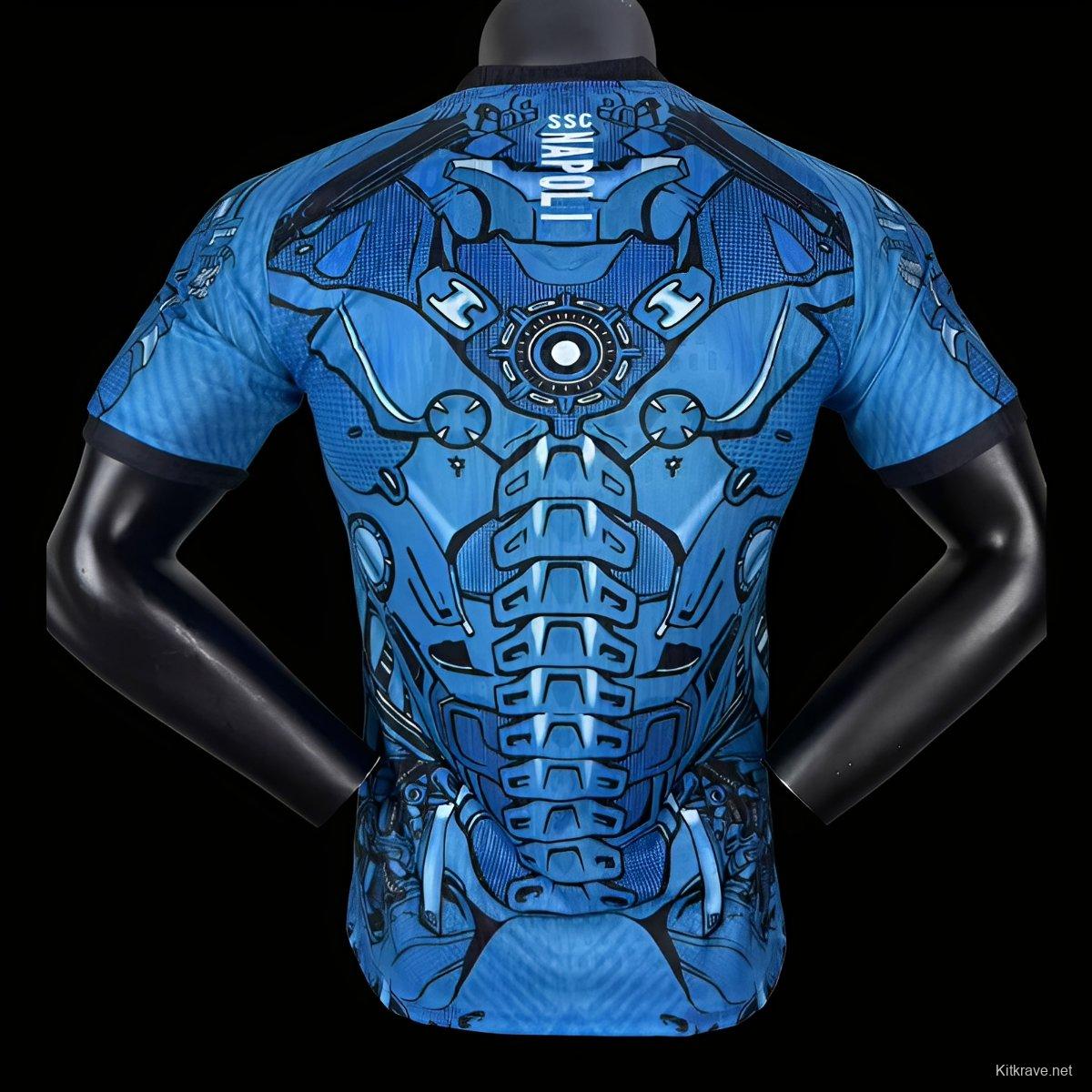 Player Version 25/26 Napoli EA7 Blue with Robotic Armor Pattern Jersey