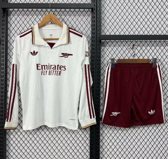 25/26 Kids Arsenal Third White Long Sleeve Jersey