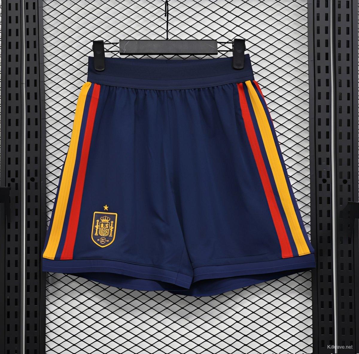 2026 Player Version Spain Navy Blue with Red Yellow Stripes Shorts