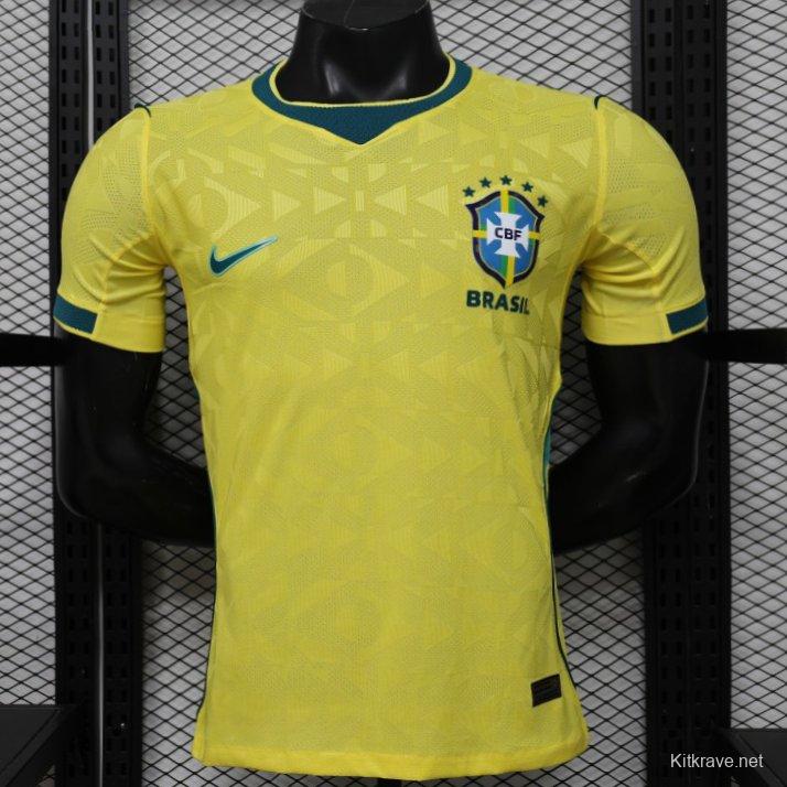 Player Version 2026 Brazil Yellow  Geometric Pattern Home Jersey