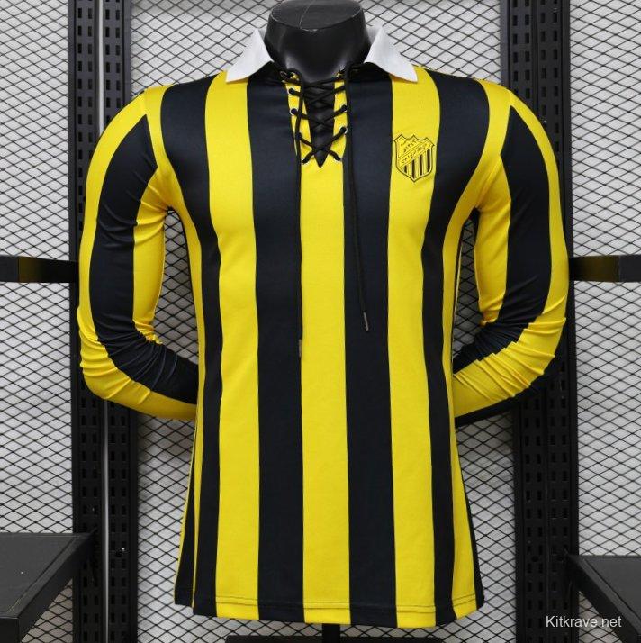 Player Version 2026 Peñarol Yellow & Black Vertical Stripes Long Sleeve Retro Heritage Jersey