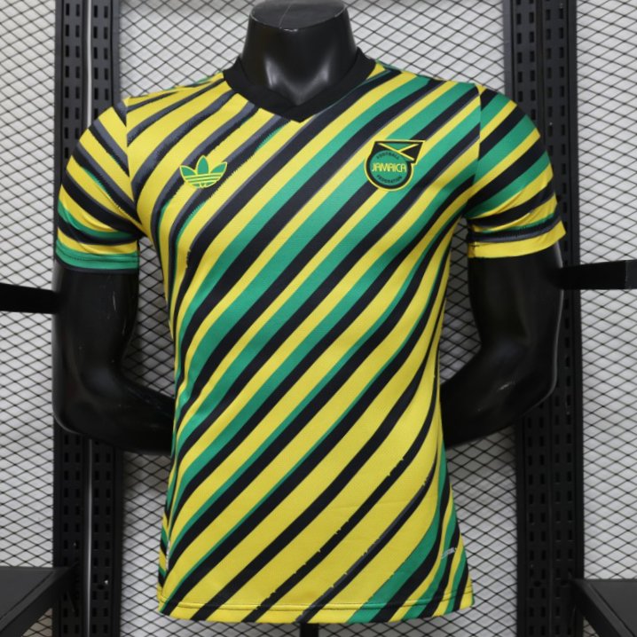 Player Version 2026 Jamaica x Adidas Originals Home Yellow Diagonal Stripe Jersey