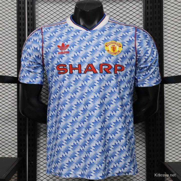 Player Version 26/27  Manchester United Away Blue Vintage Remake   Jersey
