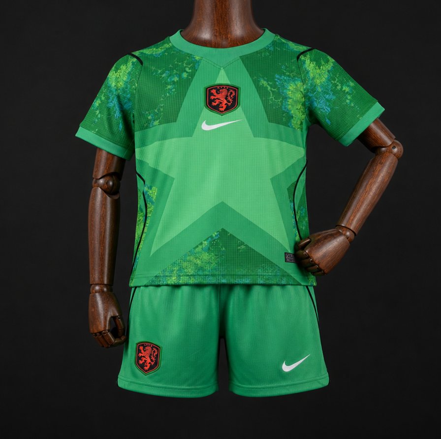 2026 Kids Netherlands Green Goalkeeper Jersey