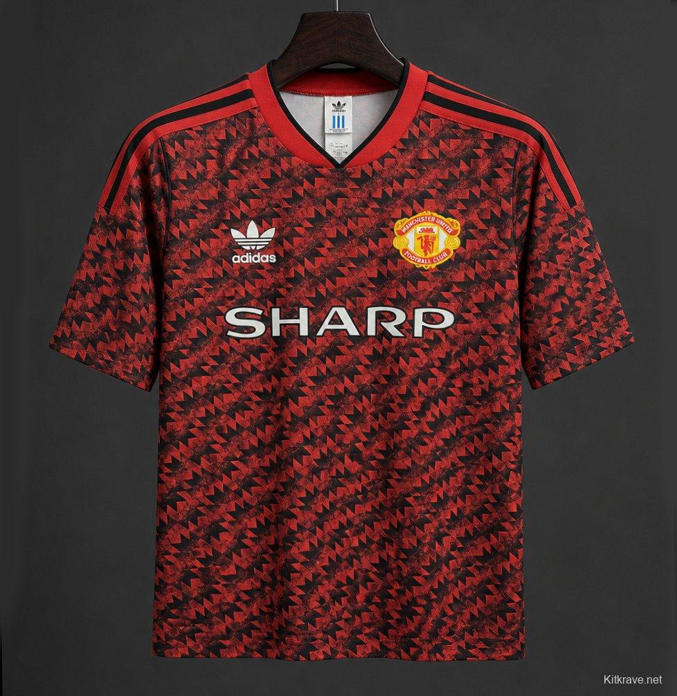 26/27 Manchester Untied 1990–92 Away Red/Black Remake Jersey