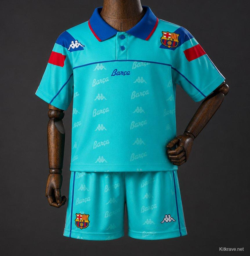 92/95 Kids Barcelona Away Retro Kit Jersey Size 16-28