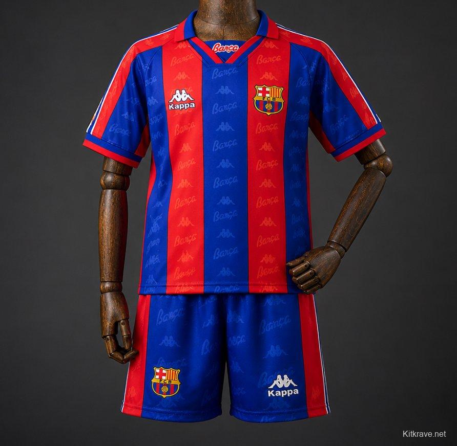 96/97 Kids Barcelona Home Retro Kit Jersey Size 16-28