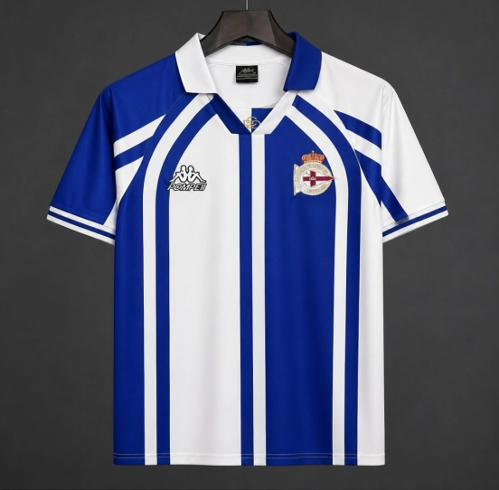 Retro  Deportivo La Coruña Blue & White Stripe Home Jersey