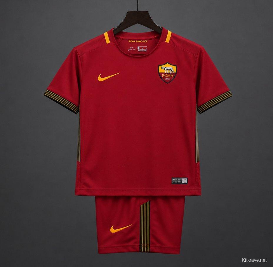 Retro Kids 17/18  AS Roma Home Jersey