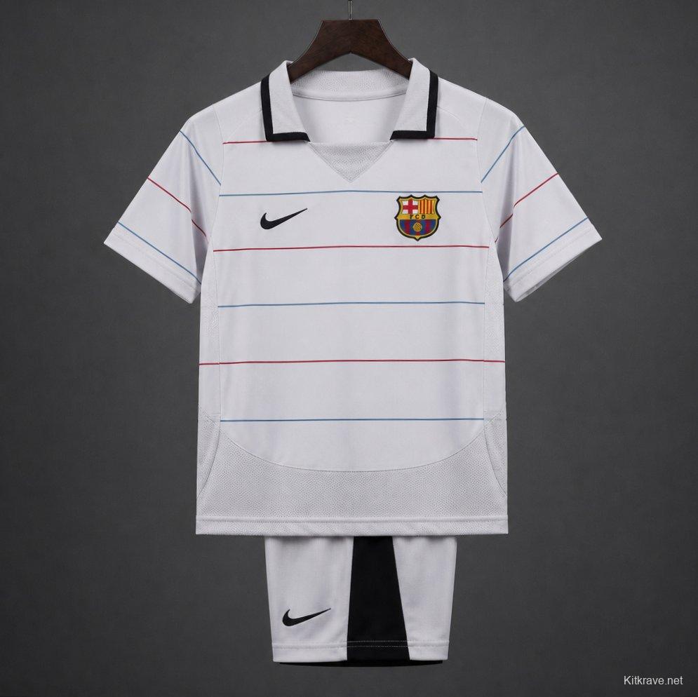 Retro Kids 03/04 FC Barcelona Away Grey Jersey