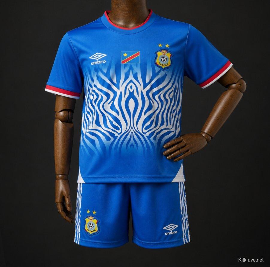 2026 Kids DR Congo Sky Blue Home Jersey