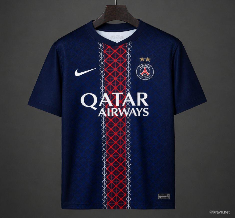 2 Stars 25/26 PSG Home Jersey With Back 2 Back Champion Printing