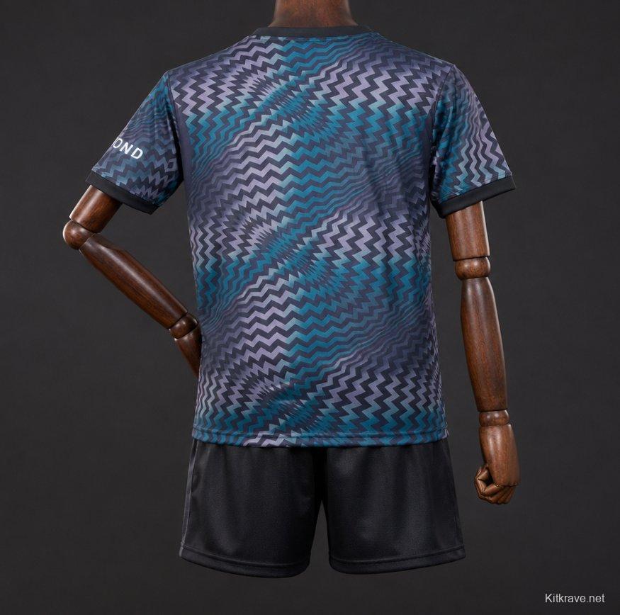 26/27 Kids PSG/Paris Saint-Germain Home Goalkeeper Black/Blue Zigzag Pattern Jersey