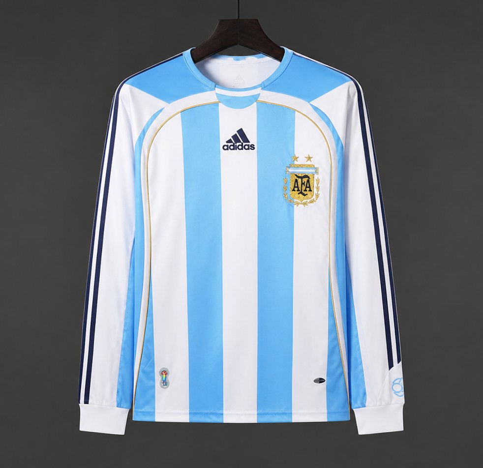 Retro 2006 Argentina Home Long SLeeve Jersey
