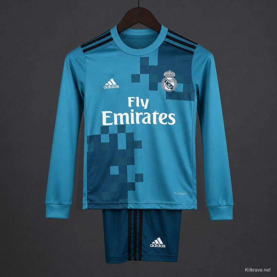 Retro Kids 17/18 Real Madrid Third Long Sleeve Jersey