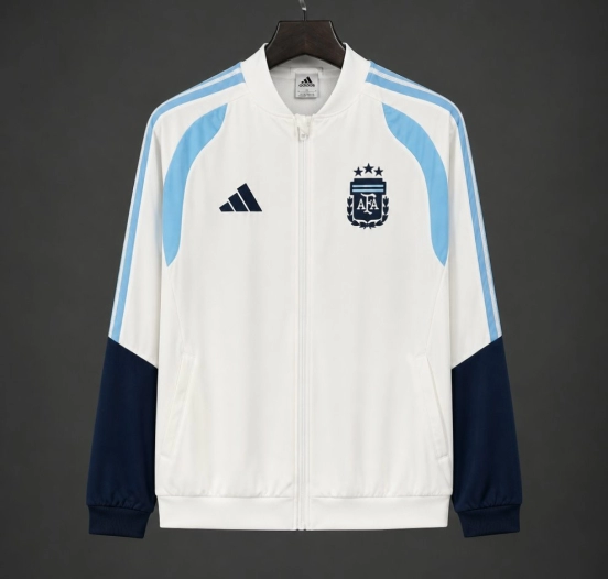 2026 Argentina White Full Zipper Windbreaker