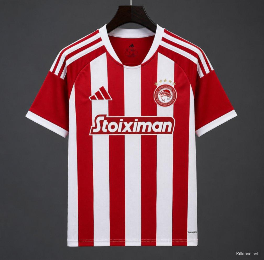 26/27 Olympiacos Red and White Stripe Home Jersey