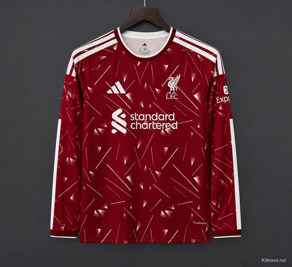 26/27 Liverpool Red with Triangle Pattern Long Sleeve Home Jersey