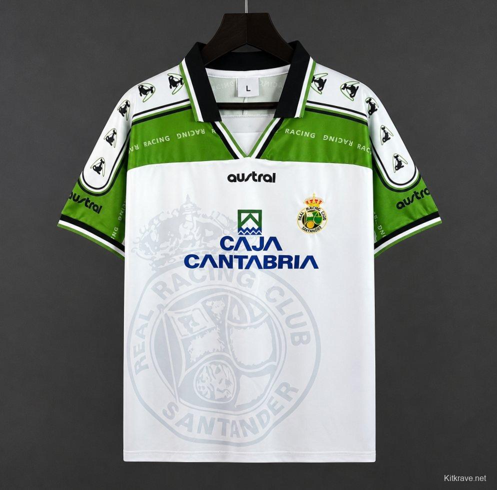 Retro 97/98 Racing Santander Home White Green Jersey