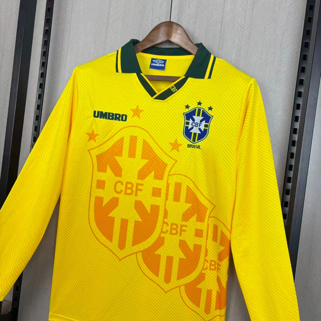 Retro 1994 Brazil Home Long Sleeve Yellow Jersey