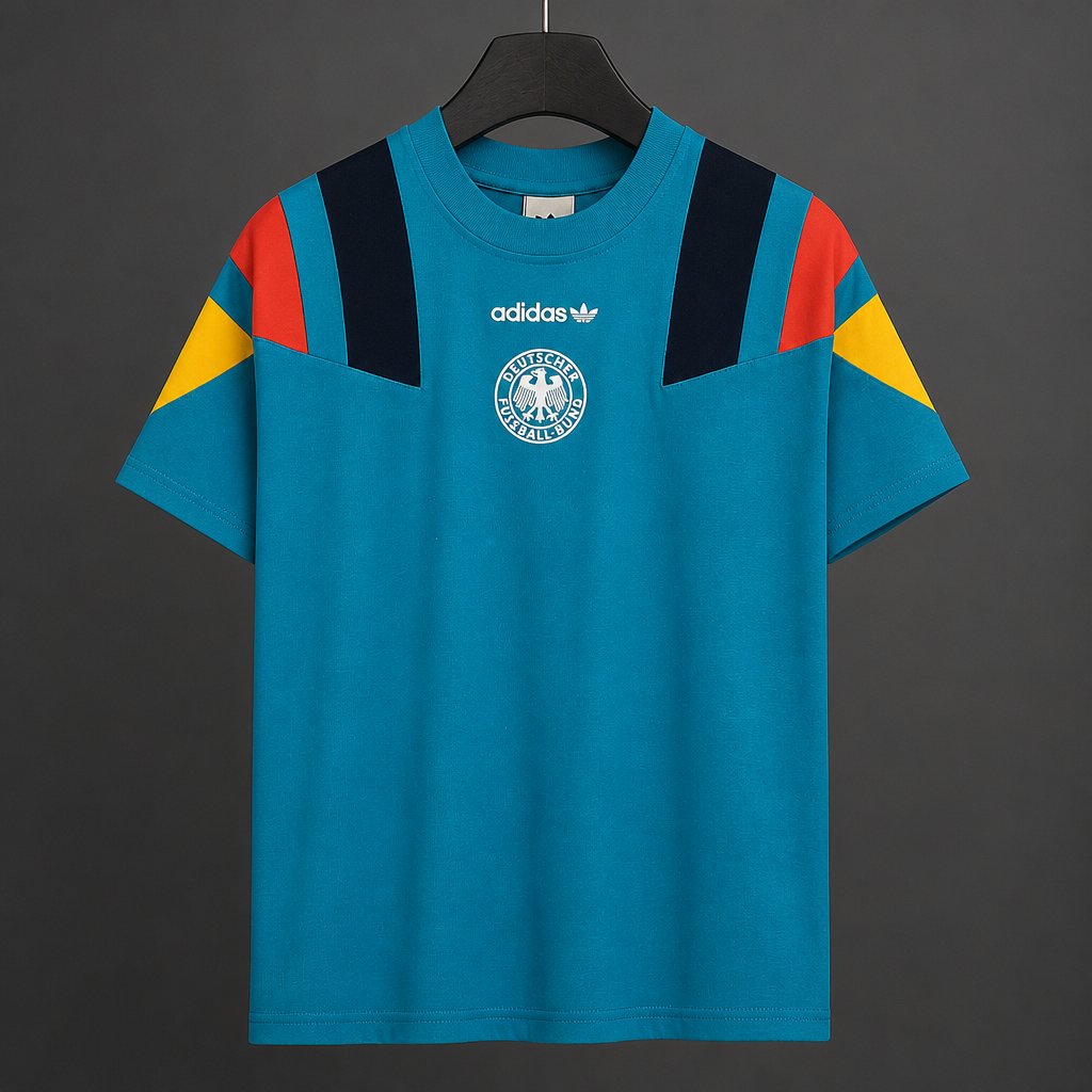 26/27 Germany  Adidas Originals Teal with Multicolor Block Casual Retro T-Shirt