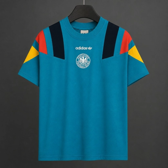 26/27 Germany  Adidas Originals Teal with Multicolor Block Casual Retro T-Shirt