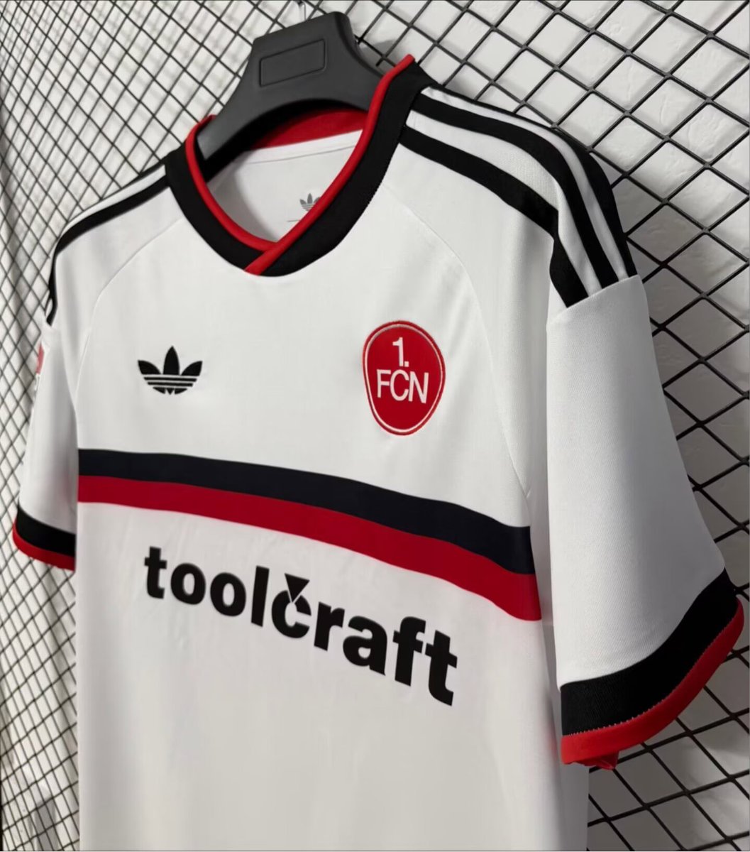 26/27 1. FC Nürnberg White with Black & Red Stripe Away Jersey